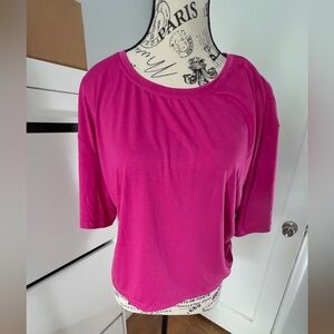 Zella Fuchsia Short Sleeve Crop Tee (ruched)